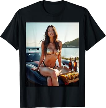 Latina T Shirt for Men - Sexy Girl with Car, Tacos & Beer T-Shirt