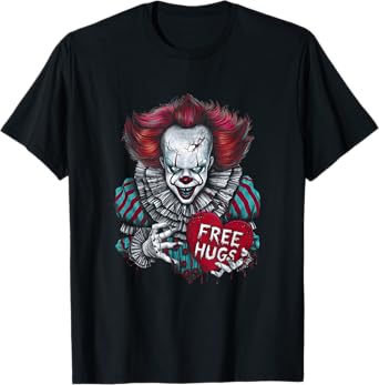 Free a Hugs Scary Clown Valentine Halloween Horror Character T-Shirt