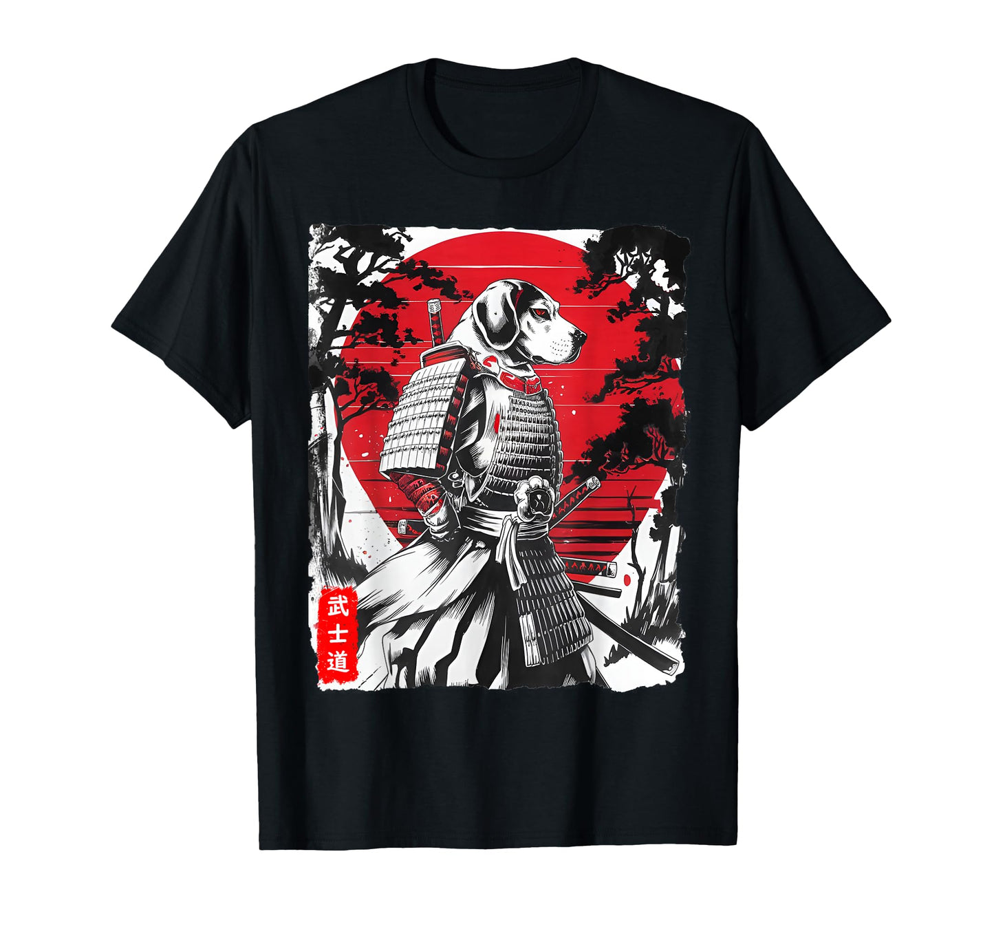 Beagle Dog Samurai Japan Warrior Armor Sunset Vibes Men Boys T-Shirt
