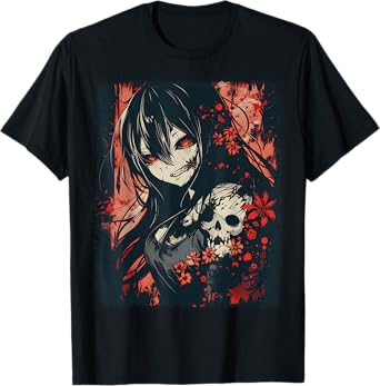 Anime Horror Girl Aesthetic Japanese Creepy Kawaii Goth T-Shirt