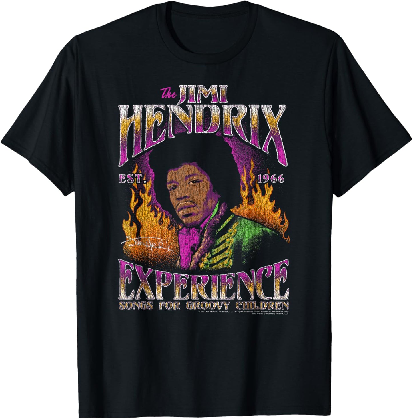 Jimi Hendrix Songs for Groovy Children Flames Vintage Band T-Shirt