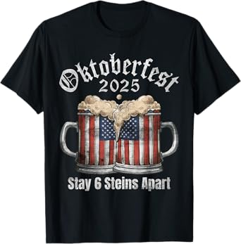 Oktoberfest 2025 6 Stein Apart Beer October Funny Drinking T-Shirt