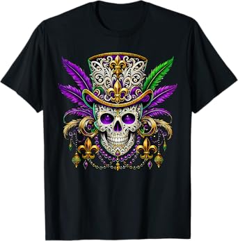Mardi Gras Costume Sugar Skull Carnival Halloween Witch Men T-Shirt