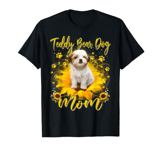 Teddy Bear Dog Mom With Sunflower Dog Paws Mothers Day T-Shirt