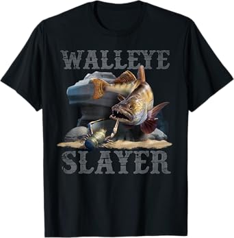 Mens Walleye Slayer Funny Fishing Quote T-Shirt