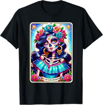Tarot Card Dia De Los Muertos Woman Catrina Day Of The Dead T-Shirt