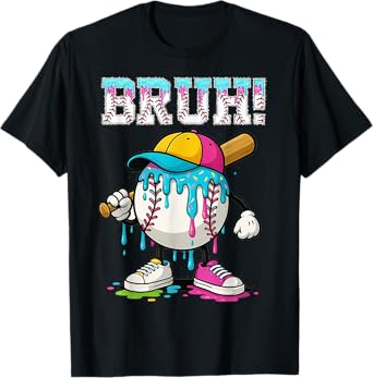 Baseball Drip Boys Bruh Ice Cream Bruh Meme For Son Grandson T-Shirt