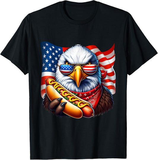 4th of July Bald Eagle Hotdog Patriotic Funny American T-Shirt