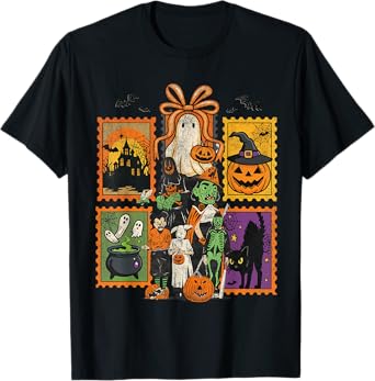 Spooky Vibes Tarot Halloween Ghost retro Pumpkin T-Shirt