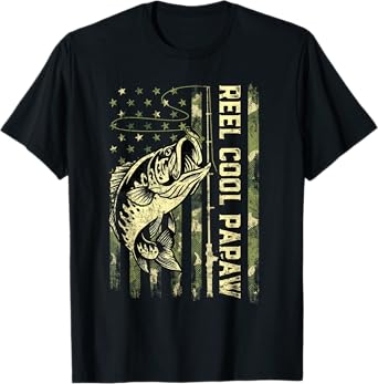 Reel Cool Papaw Fisherman Camouflage Father's Day T-Shirt