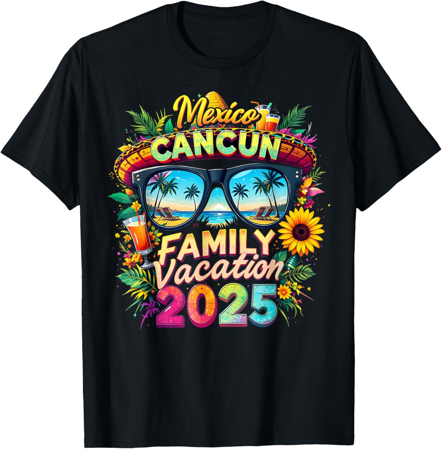 Family Vacation 2025 Cancun Mexico Matching Family New Year T-Shirt