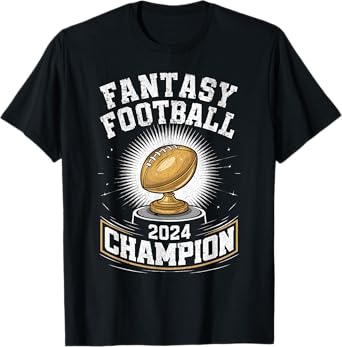 Fantasy Football 2024 Champion Fantasy Football T-Shirt, Small, Black