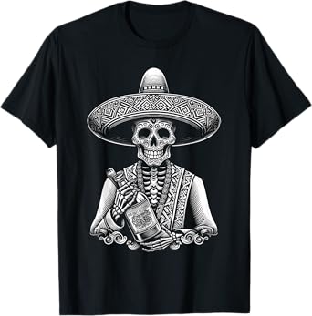 Mexico Tequila Dia De Los Muertos Vintage Mexican Skeleton T-Shirt
