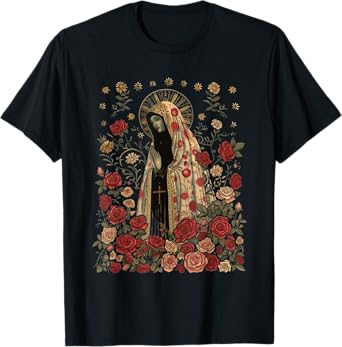 Our Lady of Fatima with Rosary, Catholics, Christians T-Shirt