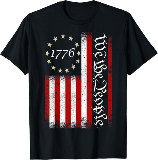 Vintage Old American Flag Patriotic 1776 We The People USA T-Shirt