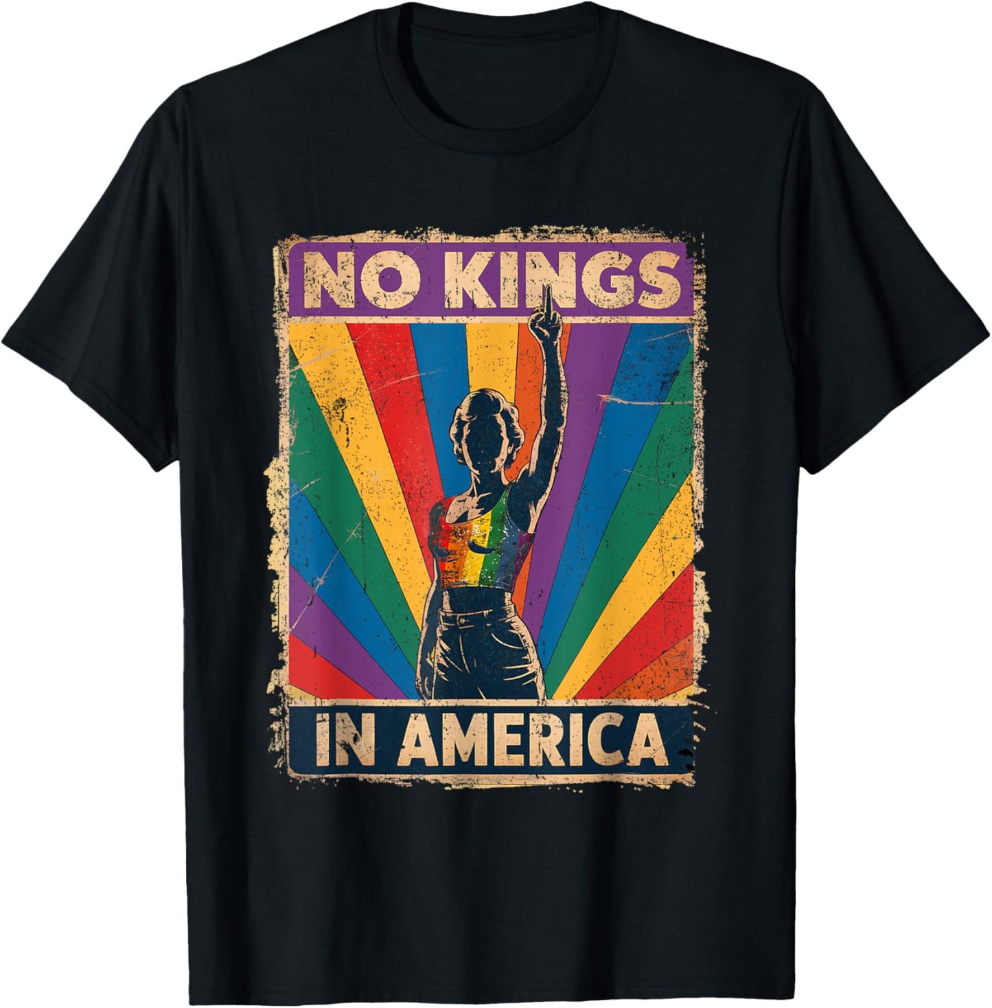 Retro June 14th No Kings In America 1776 USA Flag Men Women T-Shirt