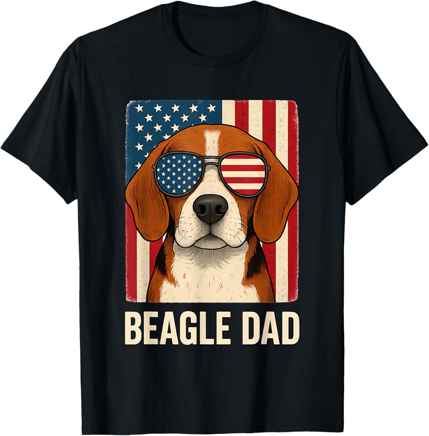 Beagle Dad Dog Fathers Day Patriotic Beagle Dad Dog USA Flag T-Shirt