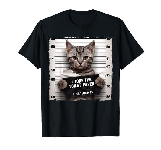Cute Cat Mugshot Humorous Cat For Cats Lover Cat Mom Cat Dad T-Shirt