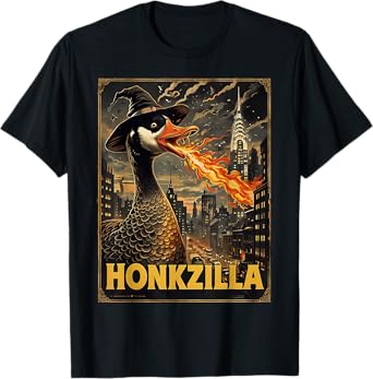 Honkzilla Goose Halloween Silly Goose Horror Spooky Goose T-Shirt