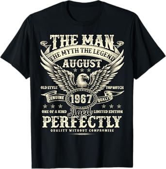 58 Year Old Legend Were Born In August 1967 Birthday Gifts T-Shirt