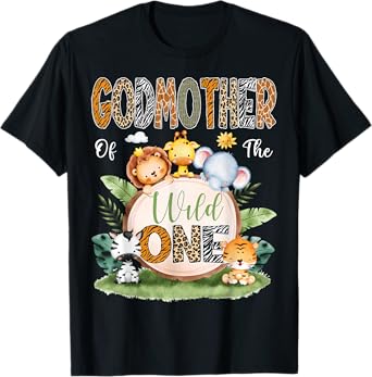 GodMother Of The Wild One 1St Birthday Kids Safari Jungle T-Shirt
