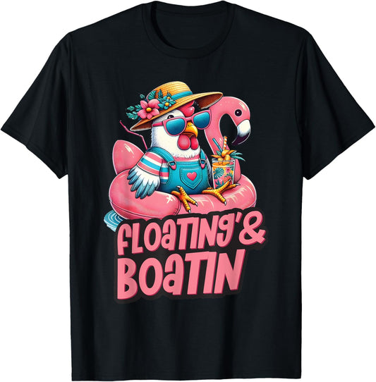 Summer Vacation Chicken Floating Boating Summer Vibe Lovers T-shirt by TeeBrew