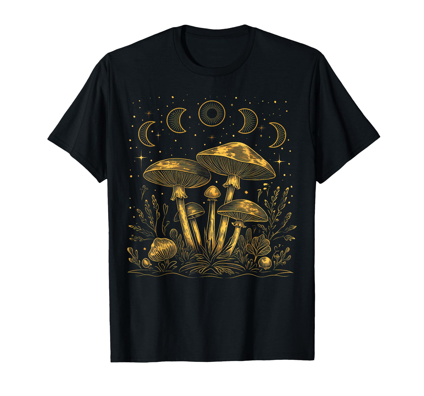 Vintage Dark Academia Fungi Mushroom Moon Witchy Aesthetic T-Shirt