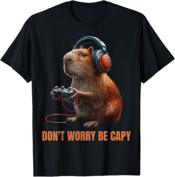 Capybara Don'T Worry Be Capy Video Game Funny Retro Vintage T-Shirt