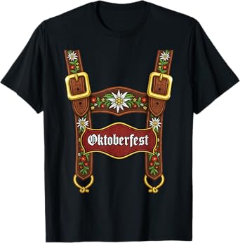 Lederhosen Suspenders Oktoberfest Bavarian Munich Beer T-Shirt