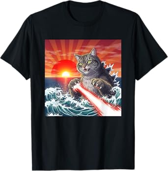 Catzilla Funny Japanese Art Cat T-Shirt