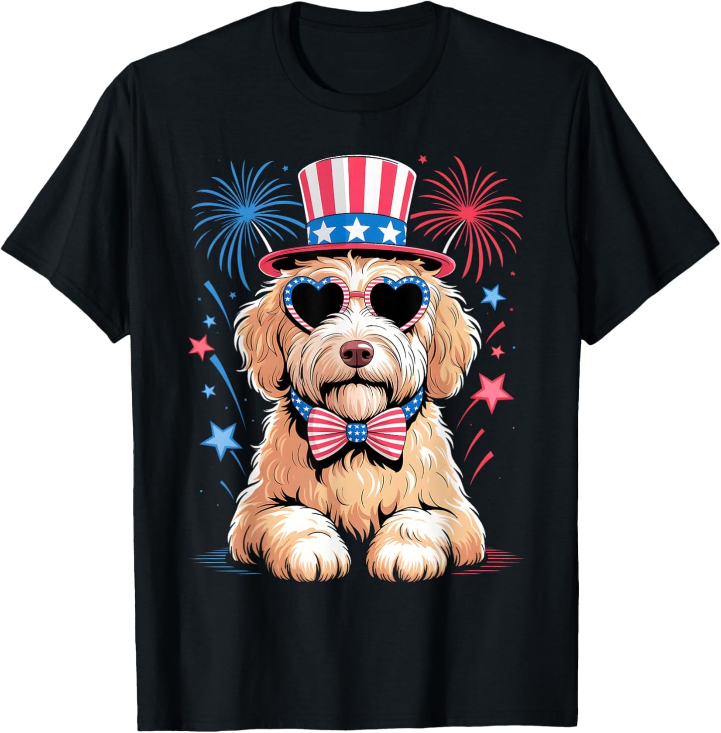 American Flag Patriotic Goldendoodle 4th Of July Dog Women T-shirt