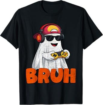 Bruh Spooky Boo Halloween Costume Game gaming mens boys T-Shirt