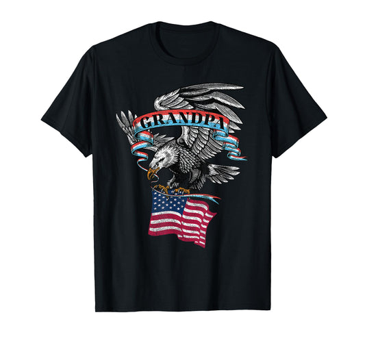 Grandpa American Flag USA Eagle Vintage Graphic T-Shirt