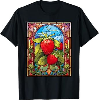 Stained Glass Style Strawberry T-Shirt