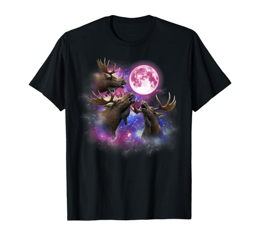 Moose Howling At The Moon Wildlife colorful moose tie dye T-Shirt