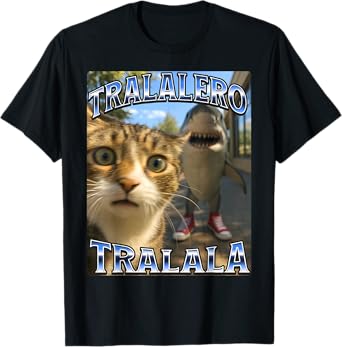 Tralalero Tralala Brainrot Meme Shark Sneakers Cat Selfie Men Women Kids T-Shirt