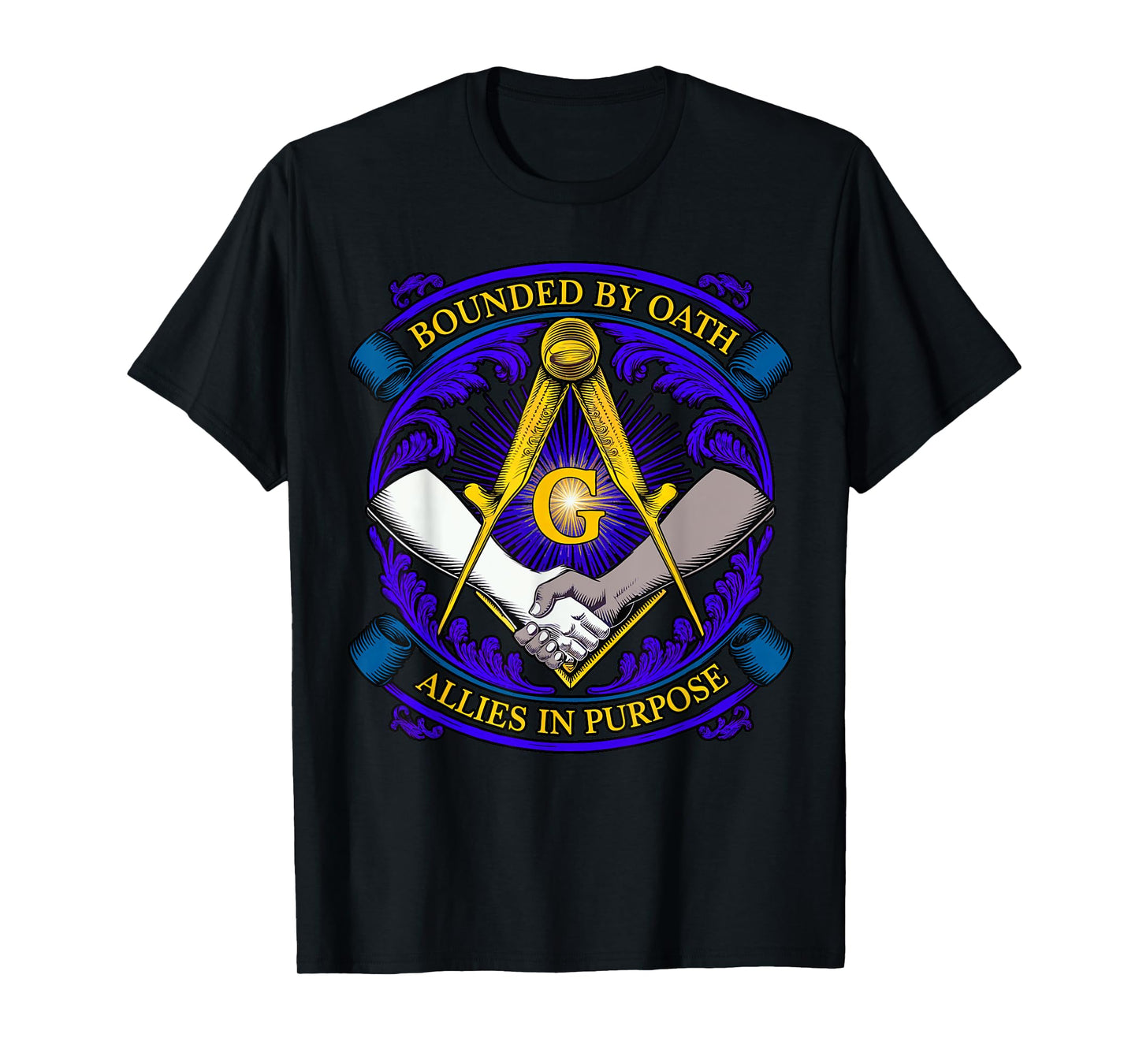 Masonic symbol with "Allies in Purpose" oath, freemason S&C T-Shirt
