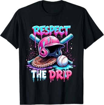 Respect The Drip Baseball Ice Cream Drip Vibes Squad T-Shirt