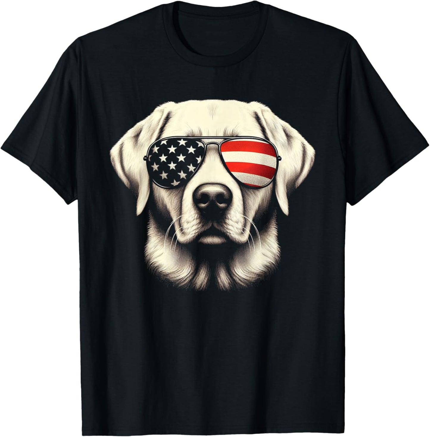 Labrador American Flag Sunglasses 4th of July Patriotic Dog T-Shirt