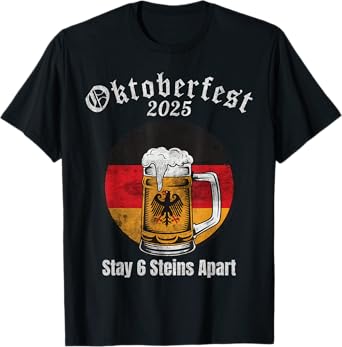 Oktoberfest 2025 6 Stein Apart Beer October Funny Drinking T-Shirt