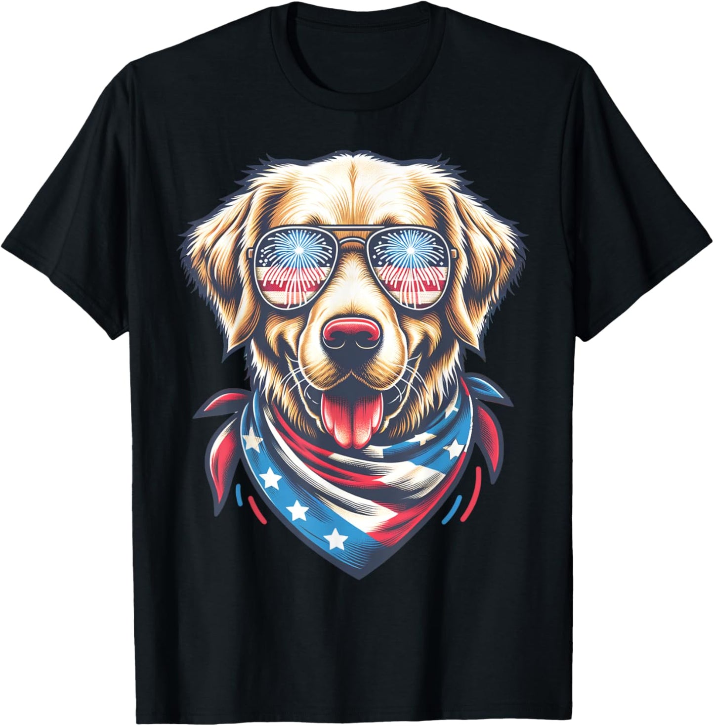 Usa Fireworks Themed Golden Retriever T-shirt