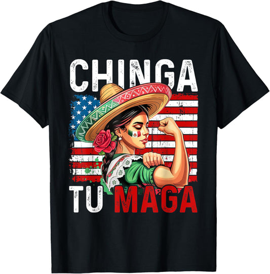 Chinga Tu MAGA Funny Mexico Vintage Women T-Shirt