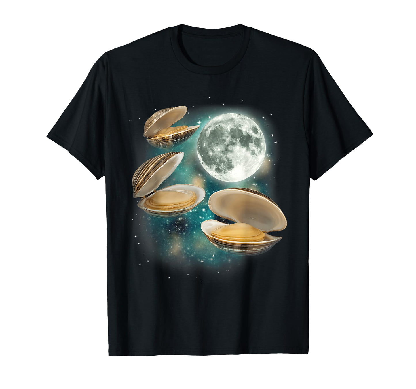 Three Clam Moon | 3 Clams Weird Cursed Oceanic Sealife Ugly T-Shirt
