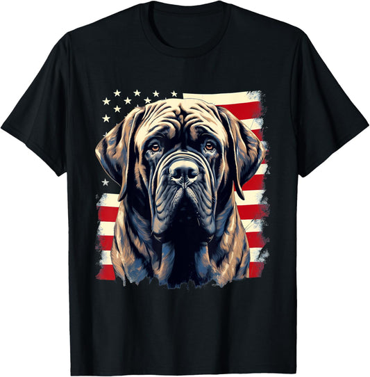 4th Of July US Flag English Mastiff Dog T-Shirt