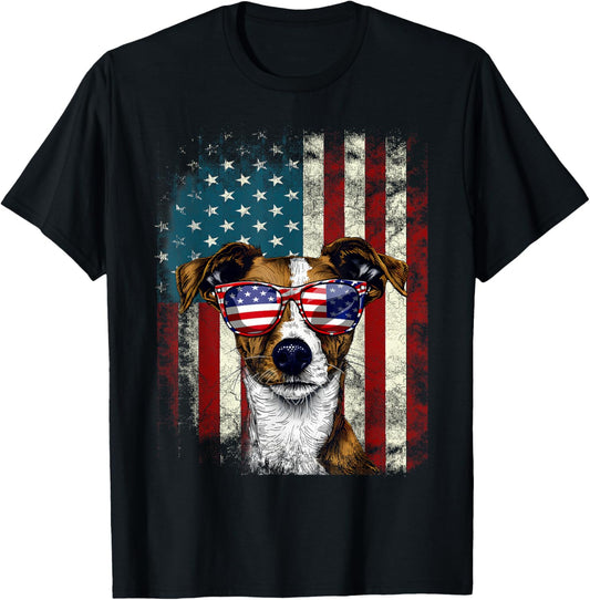 Patriotic Jack Russell Terrier American Flag 4th Of July T-shirt