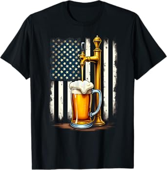 US Flag Craft Brewery Pouring Beer T-Shirt