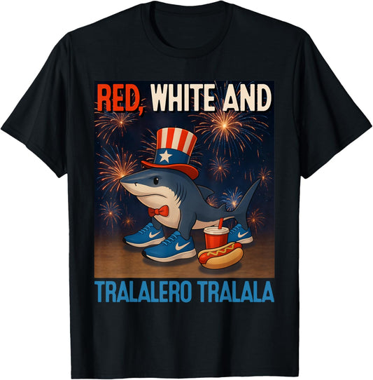 July 4th Tralalero Tralala Independence Day Kids Boys Meme T-shirt