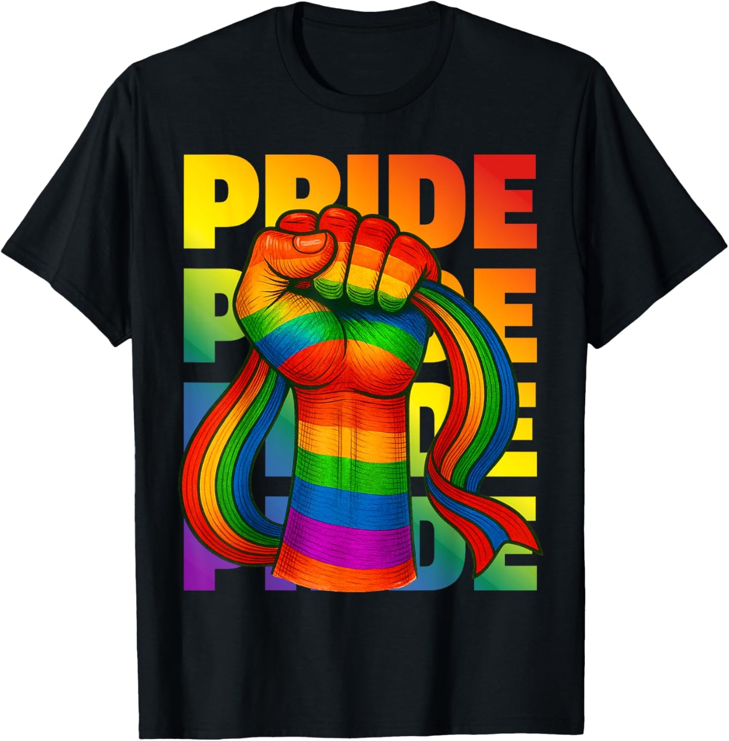 Rainbow Fist LGBTQ Gay Pride Flag Pride Month T-Shirt