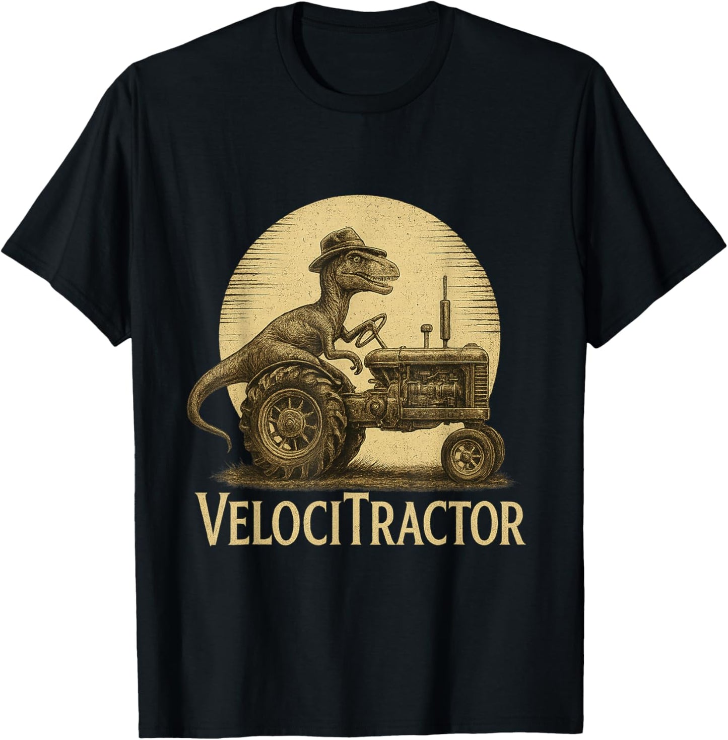 VelociTractor Funny Dinosaur Farmer Tractor Mashup T-Shirt