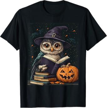 Halloween Girls Owl Book Boys Spooky Pumpkin Kids Halloween T-Shirt